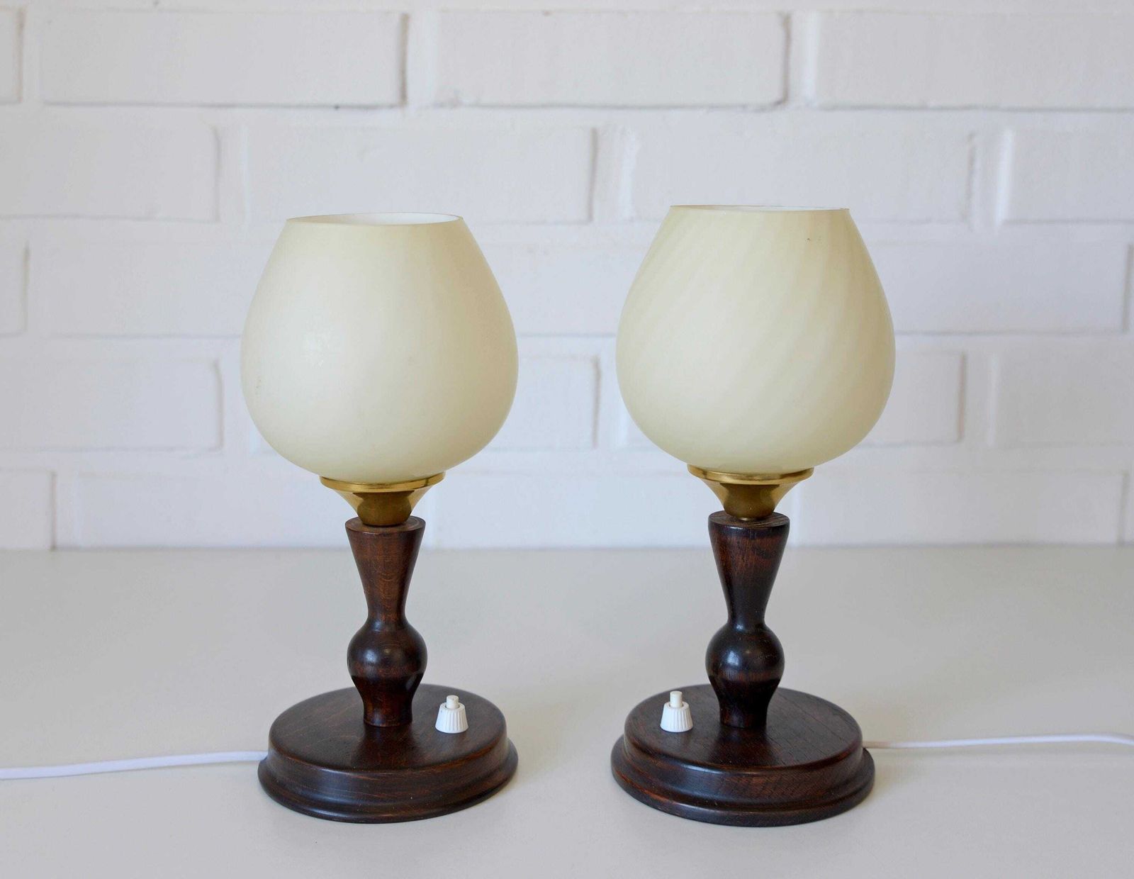 Pair Of Vintage Bedside Lamps Nightstand Lamps Wooden Rustic Desk Lights photo furniture