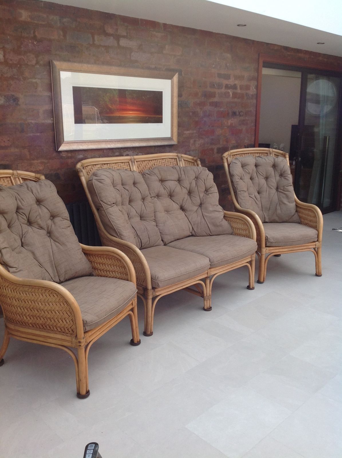 Conservatory Suite, Leather Bound Cane Furniture