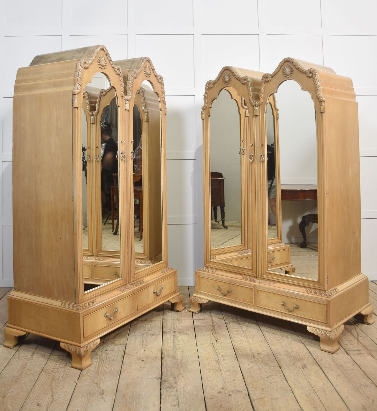 Near Pair Of Walnut Wardrobes