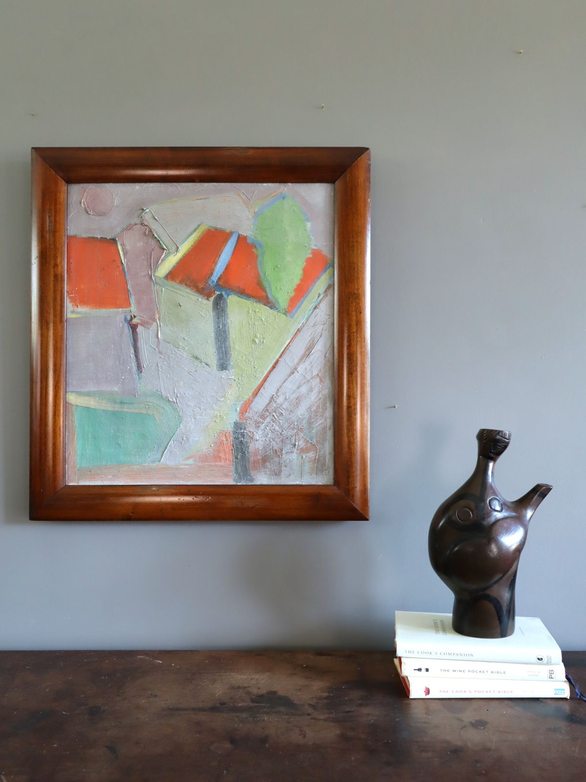 Houses With Red Roofs Oil Painting photo furniture