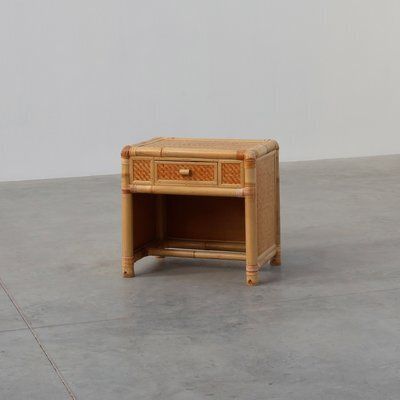 Italian Bamboo And Wicker Chest Of Drawers Or Nightstand, 1970s