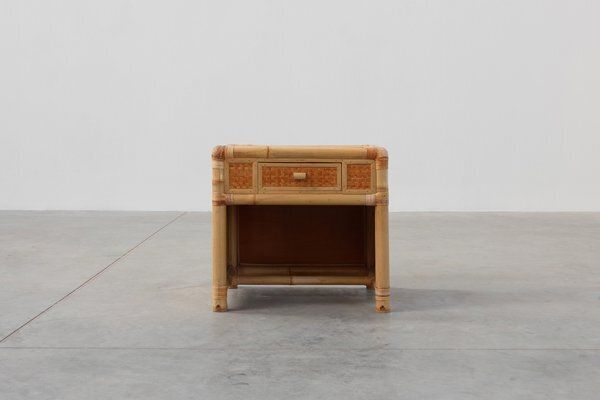 Italian Bamboo And Wicker Chest Of Drawers Or Nightstand, 1970s photo furniture