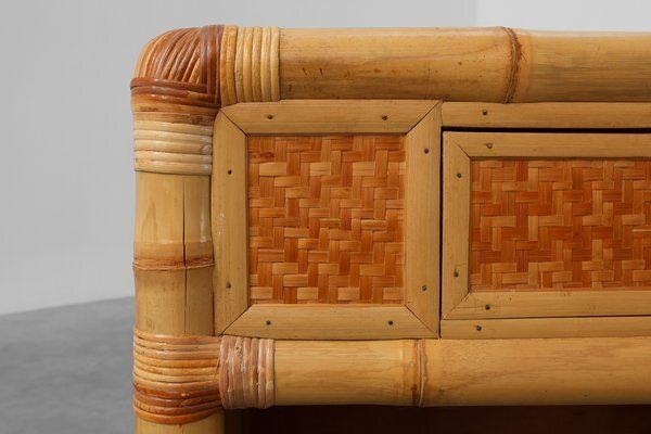Italian Bamboo And Wicker Chest Of Drawers Or Nightstand, 1970s photo Furniture