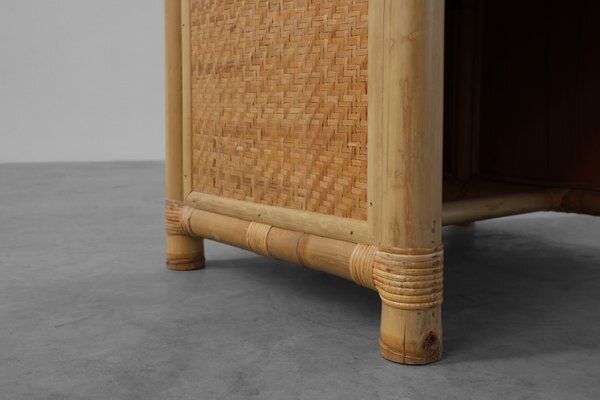 1038.0 Italian Bamboo And Wicker Chest Of Drawers Or Nightstand, 1970s photo