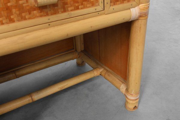 photo vinterior Italian Bamboo And Wicker Chest Of Drawers Or Nightstand, 1970s
