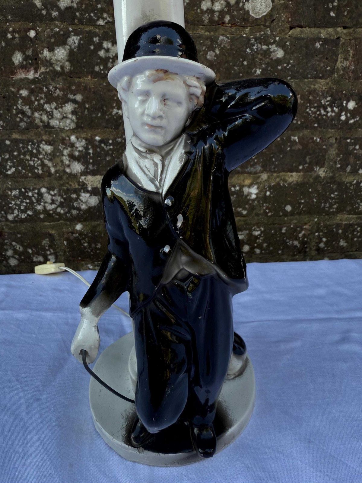 Vintage Charlie Chaplin Ceramic Lamp Base, Likely Italian, European, Mid 20th Century, Decorative Collectible Lighting Project photo furniture