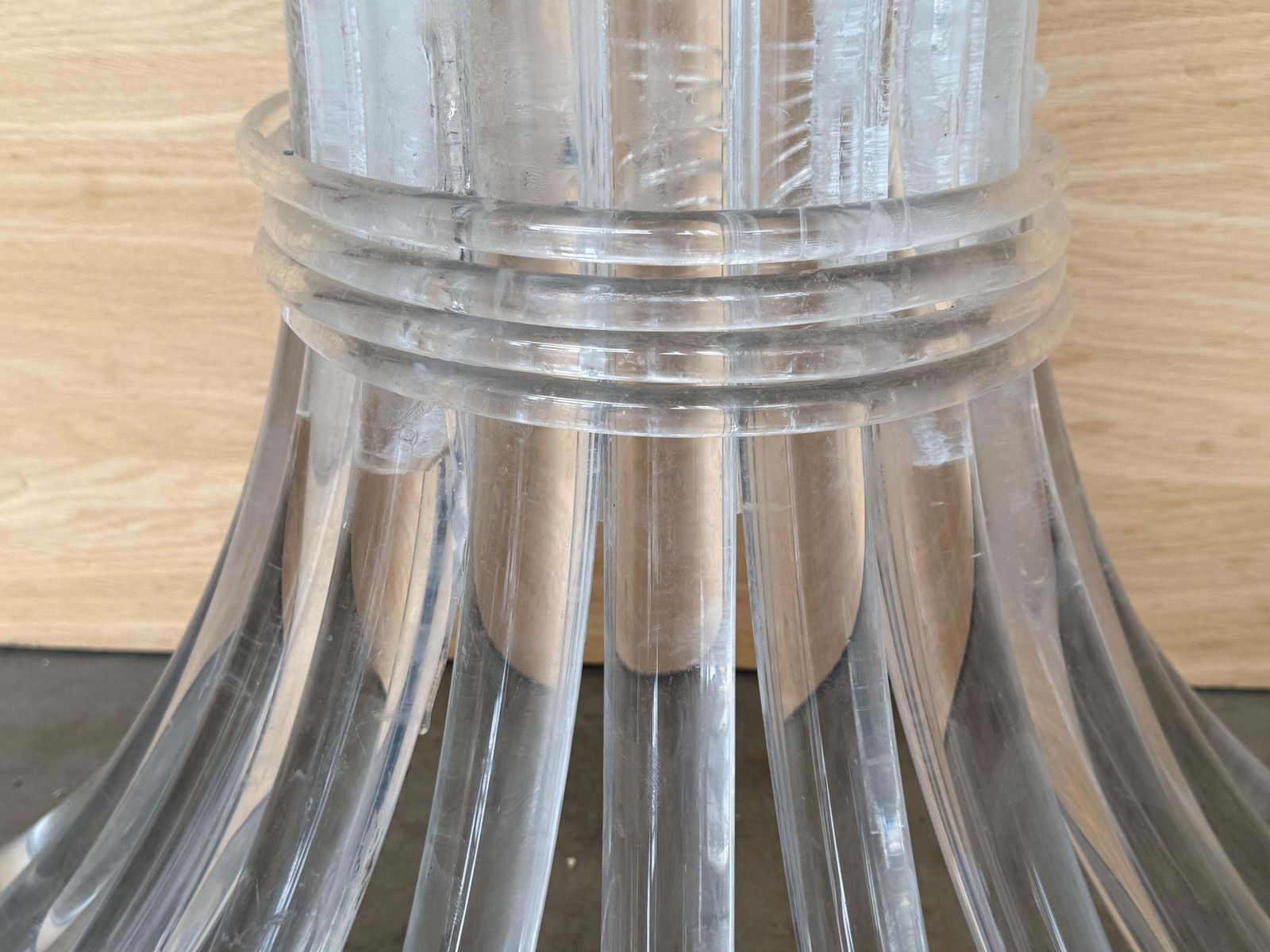 Demilune Console Table With Lucite Pedestal Base And Clear Glass Top photo buy