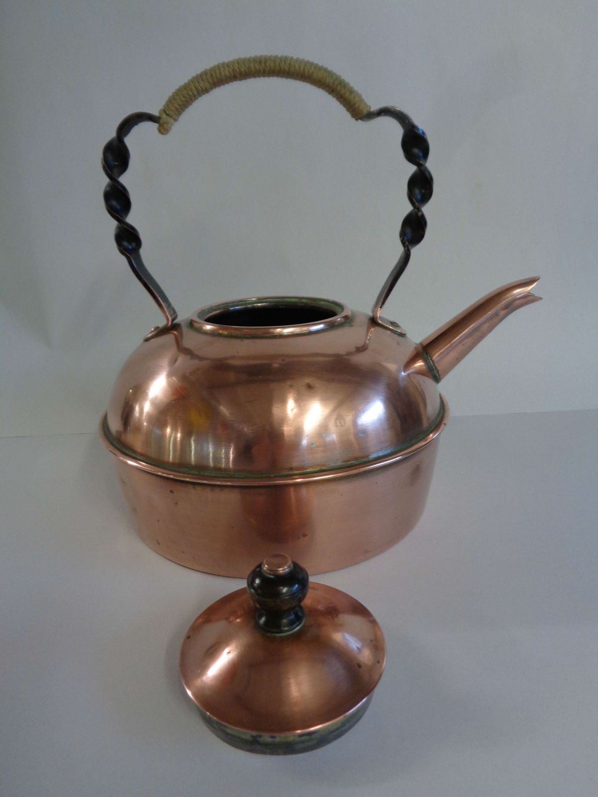Victorian Twist Handle Copper Kettle photo Home Decor