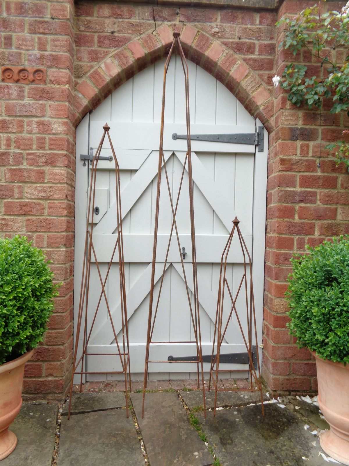 Garden Metal Gothic Obelisk Plant Support photo for sale