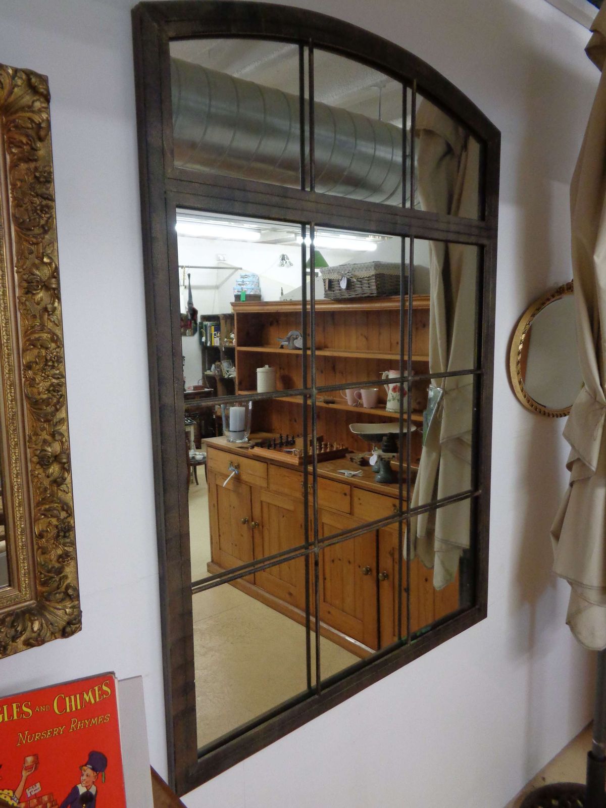 Impressive Industrial Style Metal Wall Mirror photo for sale