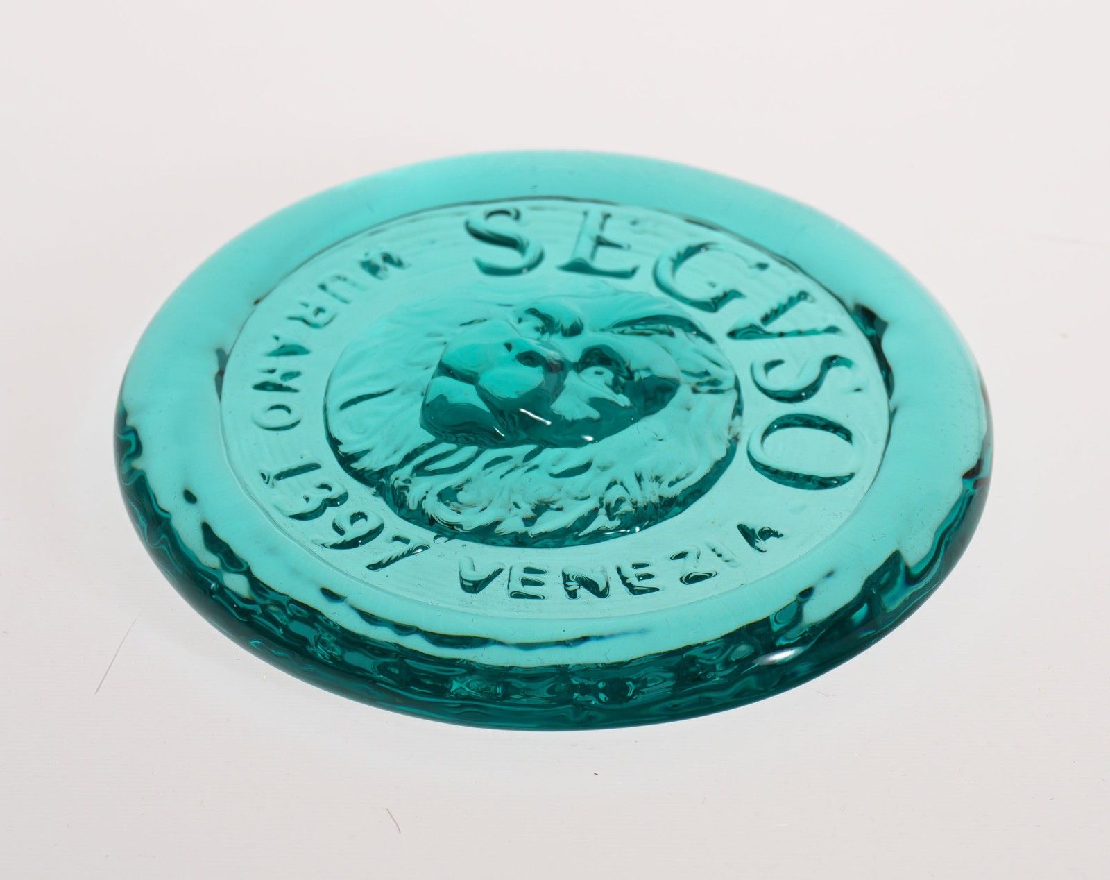 Seguso Vetri D’arte Murano Blue Cast Glass Lion Paperweight / Seal With Original Box photo furniture