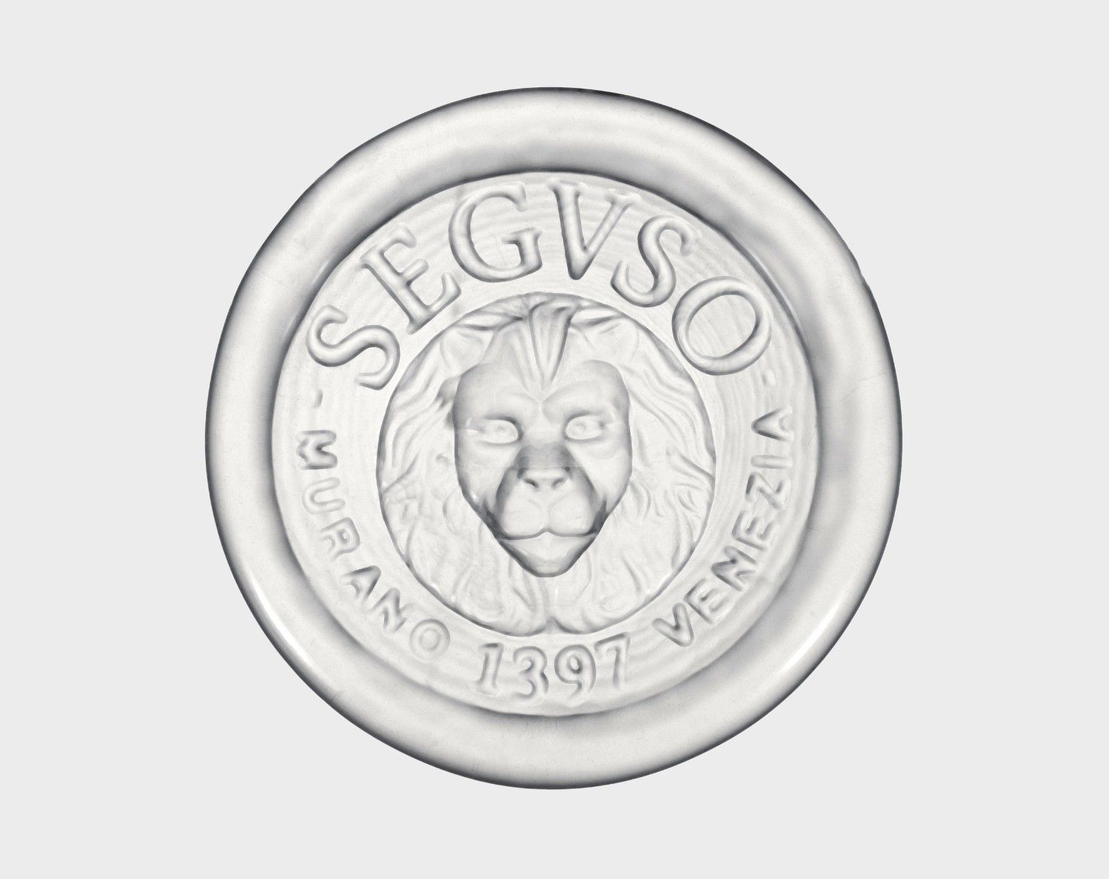 Seguso Vetri D’arte Murano Clear Cast Glass Lion Paperweight / Seal With Original Box