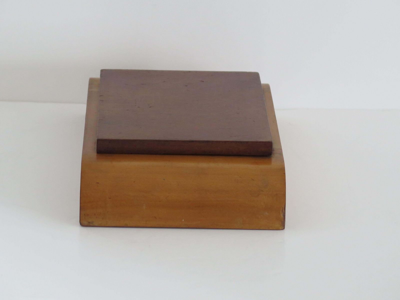 Art Deco Lidded Box Burr Walnut Hinged Lid On Pale Wood Base, Circa 1925 photo for sale