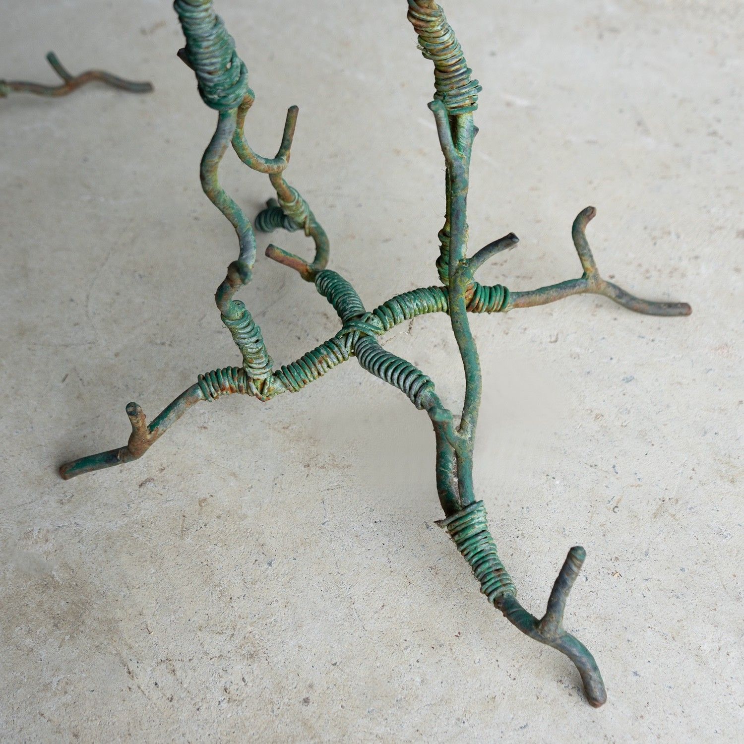Pair Of Antique French Faux Bois Wrought Iron & Wirework Plant Stand Jardiniere photo buy