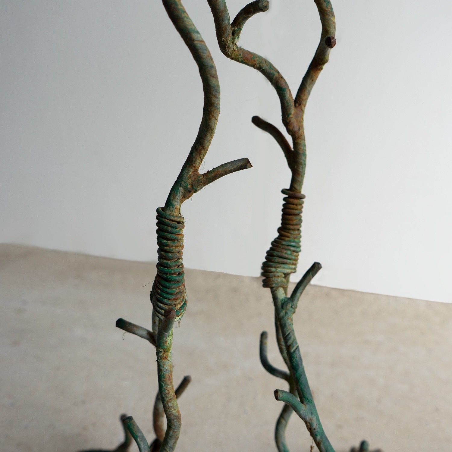 photo furniture Pair Of Antique French Faux Bois Wrought Iron & Wirework Plant Stand Jardiniere