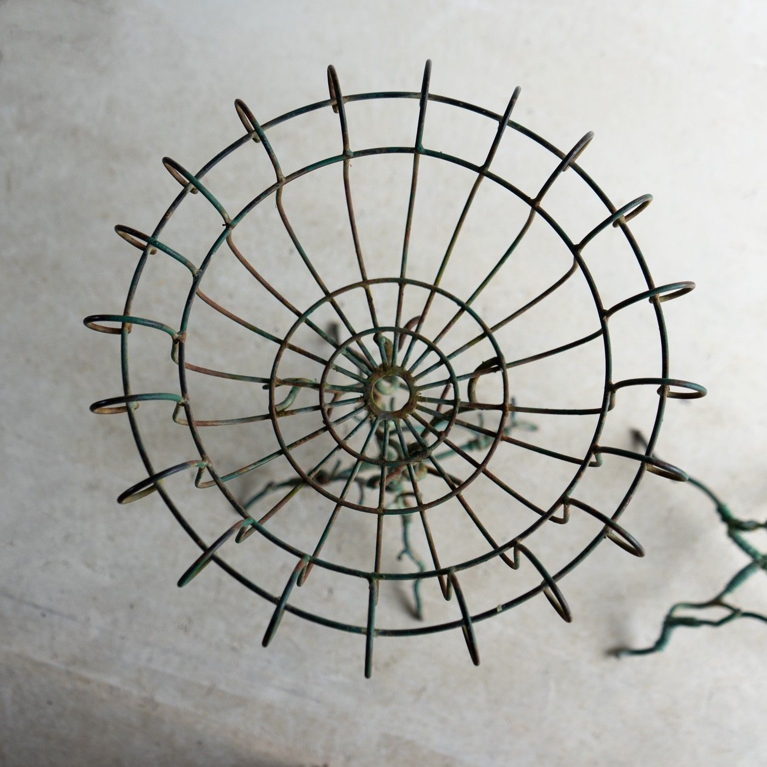 1115.0 Pair Of Antique French Faux Bois Wrought Iron & Wirework Plant Stand Jardiniere photo