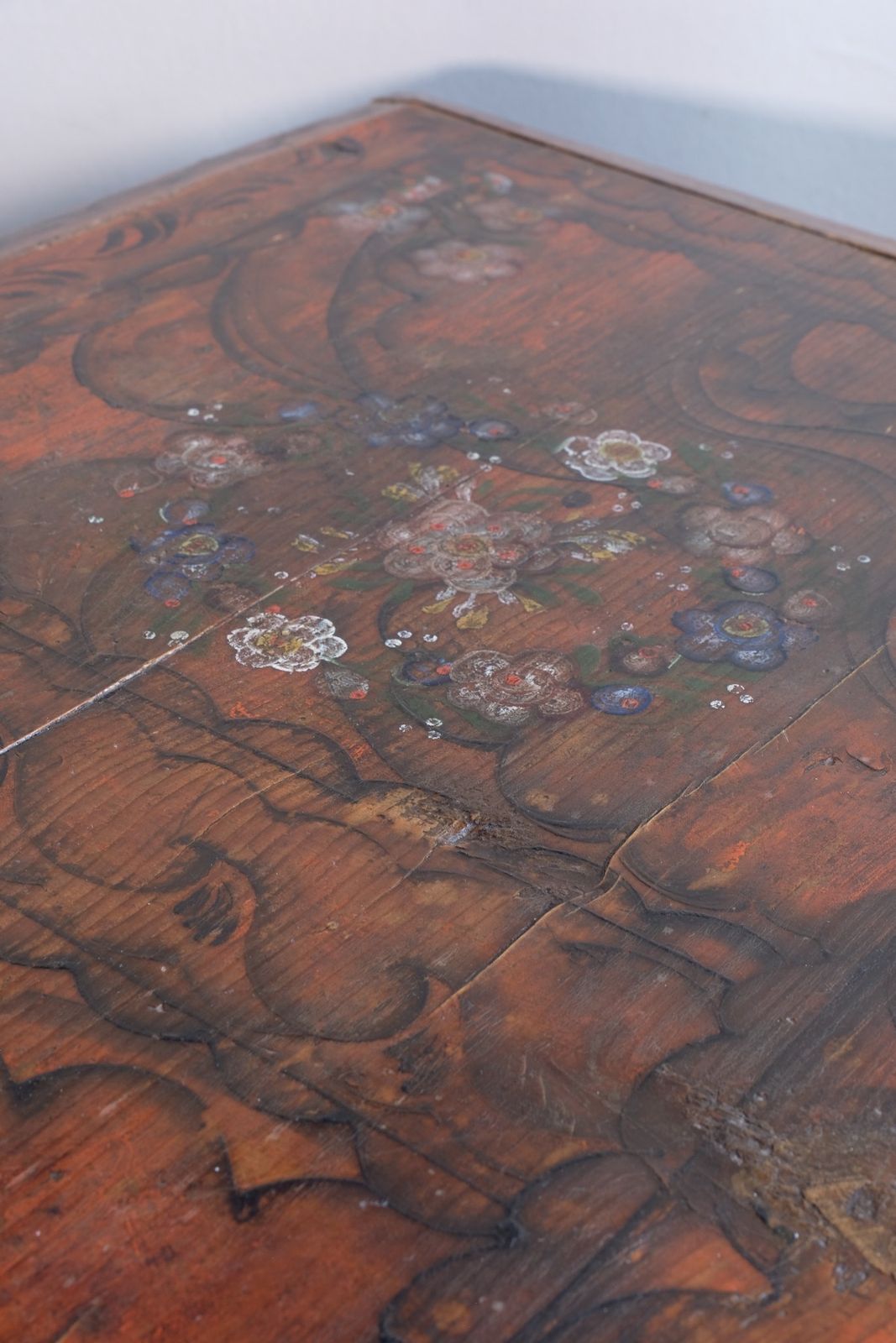 Late 18th Century Alpine Painted Pine Coffer | Continental Folk Art Chest photo for sale