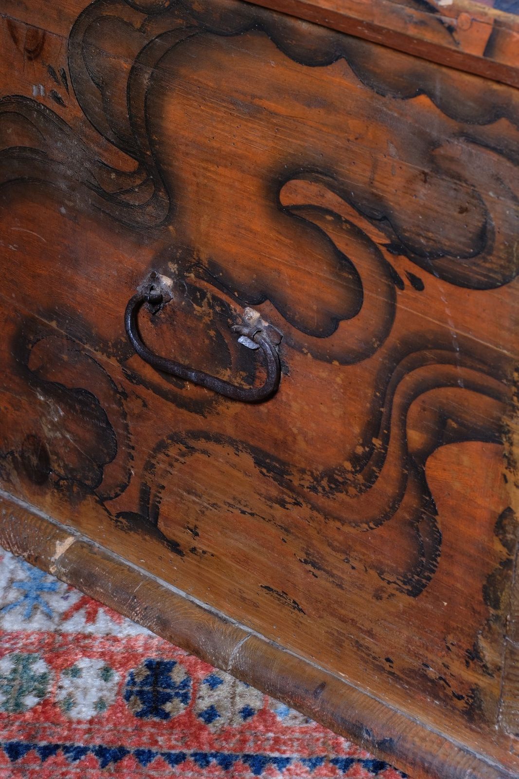 Furniture Late 18th Century Alpine Painted Pine Coffer | Continental Folk Art Chest photo