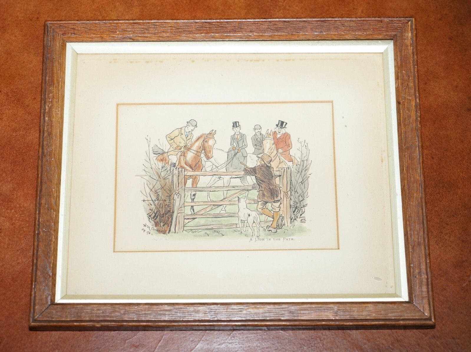 Pair Of 1894 Watercolour Paintings By H Brock Univited Guest, A Lion In The Path photo vintage