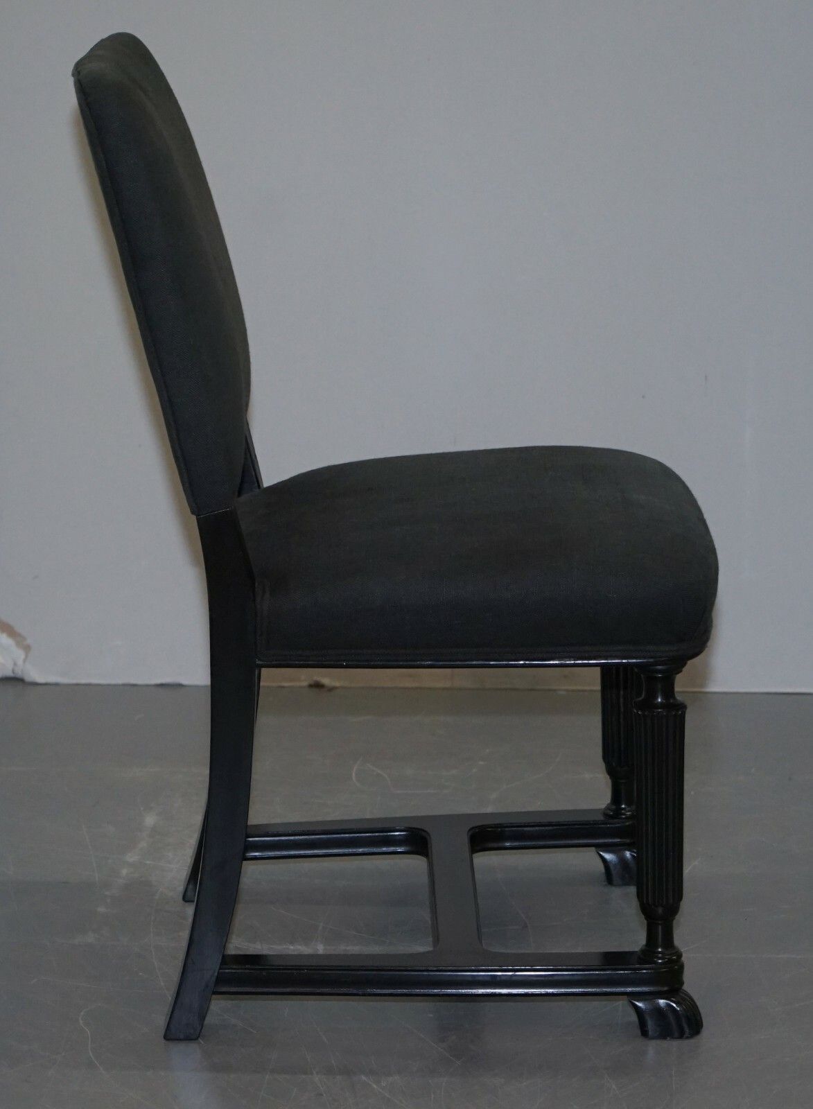 Lovely Pair Of Eichholtz Occasional Chairs Ebonised Frames Grey Linen Upholstery photo vintage