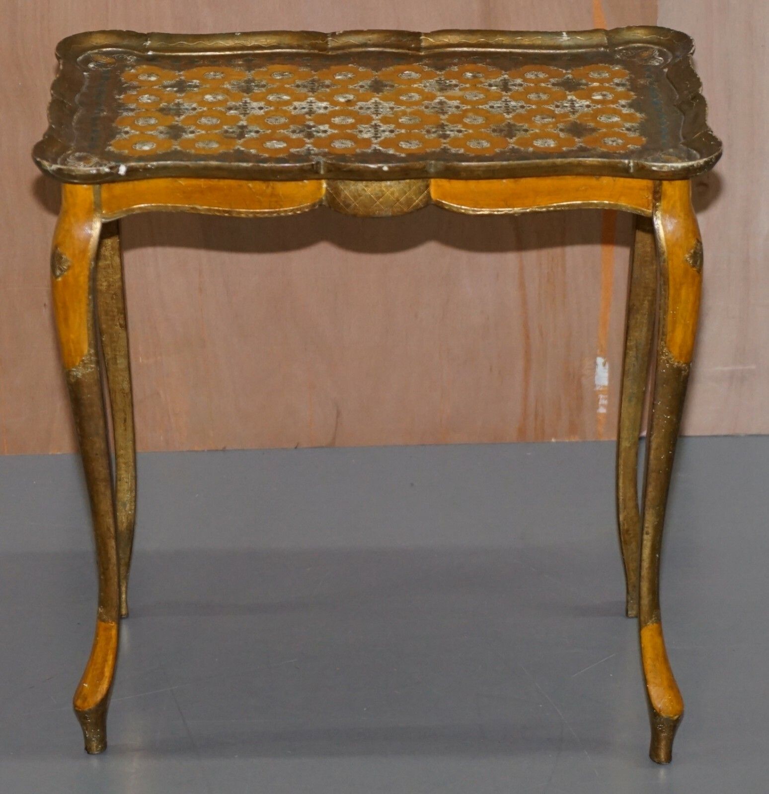 Nest Of Three G Serraglini Firenze Tables Made In Italy Hand Painted Distressed photo for sale