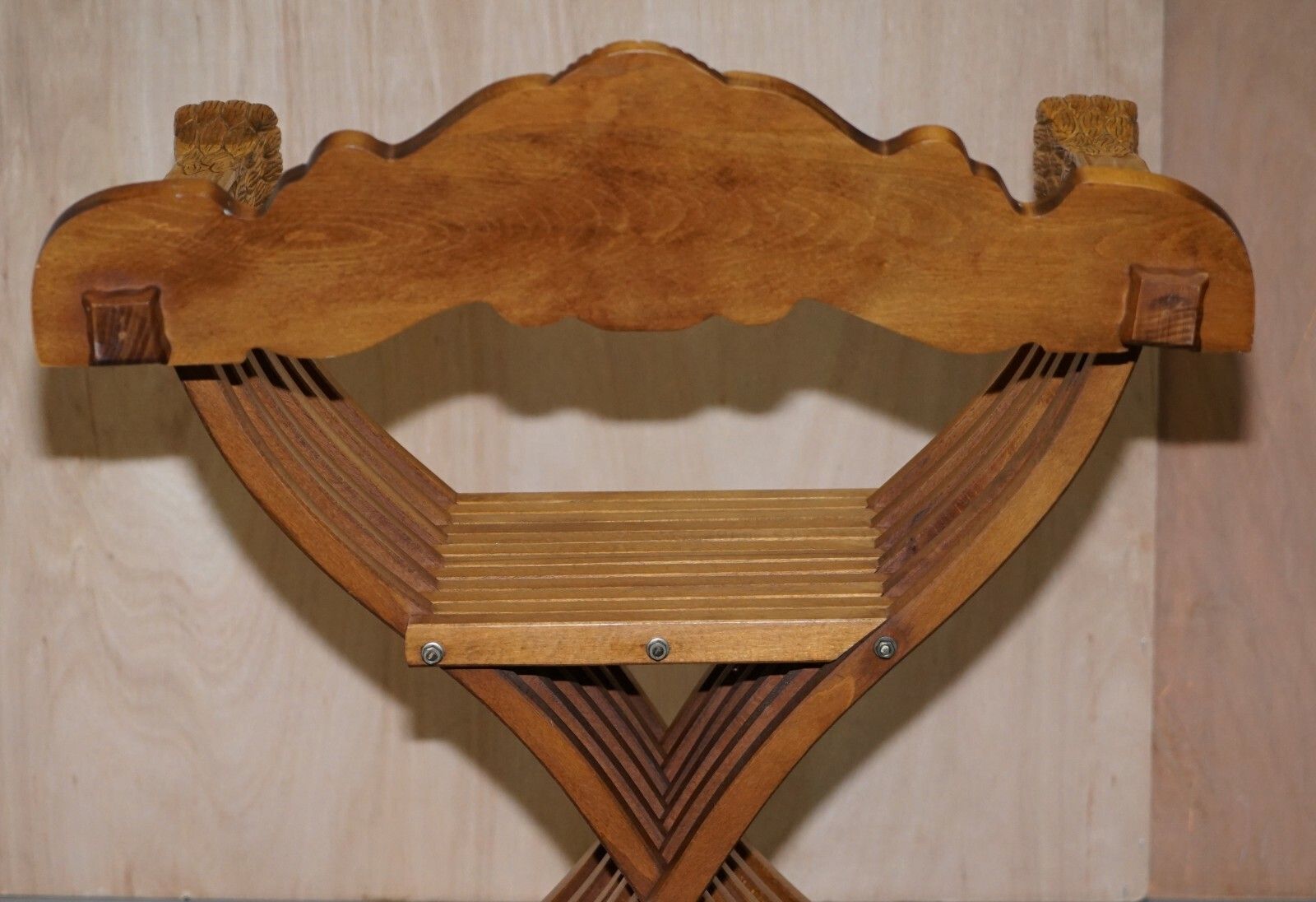 Furniture One Two Decorative Folding Savonarola Armchairs With Lion Head Well Carved Arms photo