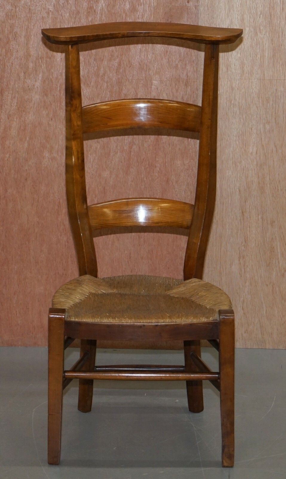 Pair Of Circa 1840 Hand Carved Prie Dieu High Back Prayer Chairs Original Bases photo for sale