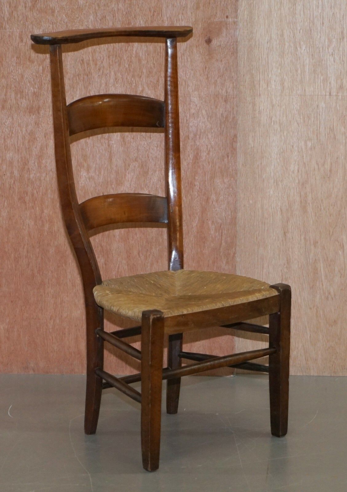 Furniture Pair Of Circa 1840 Hand Carved Prie Dieu High Back Prayer Chairs Original Bases photo