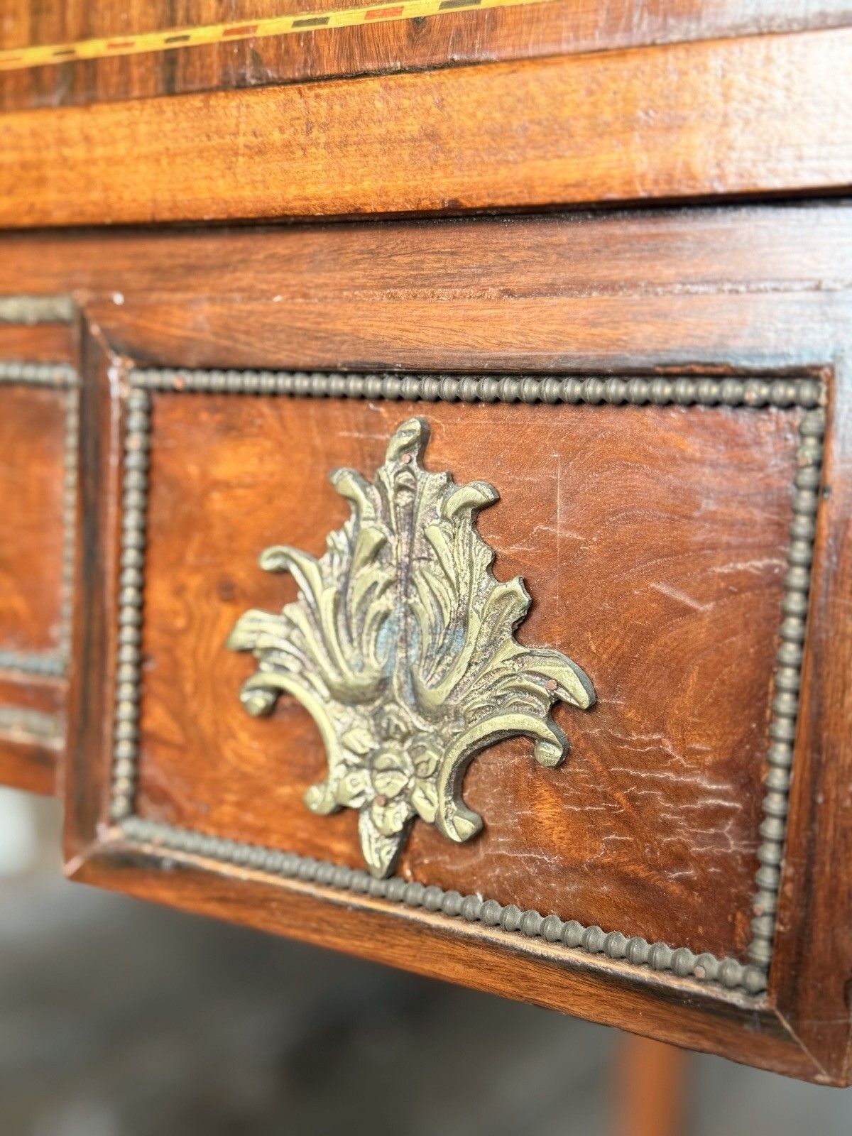 photo furniture French Empire Louis XVI Marquetry Burr Antique Desk Roll Top Bureau Desk C 1880