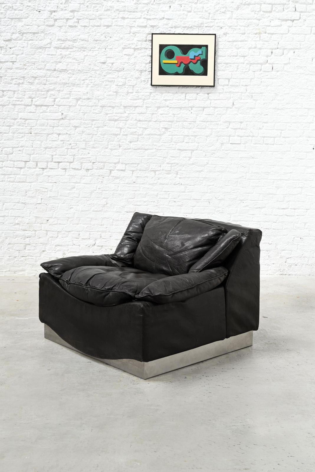 Pair Of Lounge Armchairs In Leather And Steel By Luciano Frigerio, Italy 1960s photo vinterior