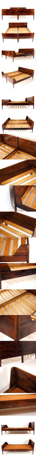 1 Of 2 Retro Vintage Danish Double King Size Twin Daybed Bed Frame Rosewood 60s photo furniture