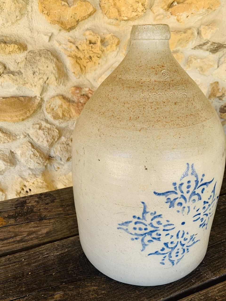 Antique Stoneware Jug By F. H. Cowden, 1880's photo vinterior