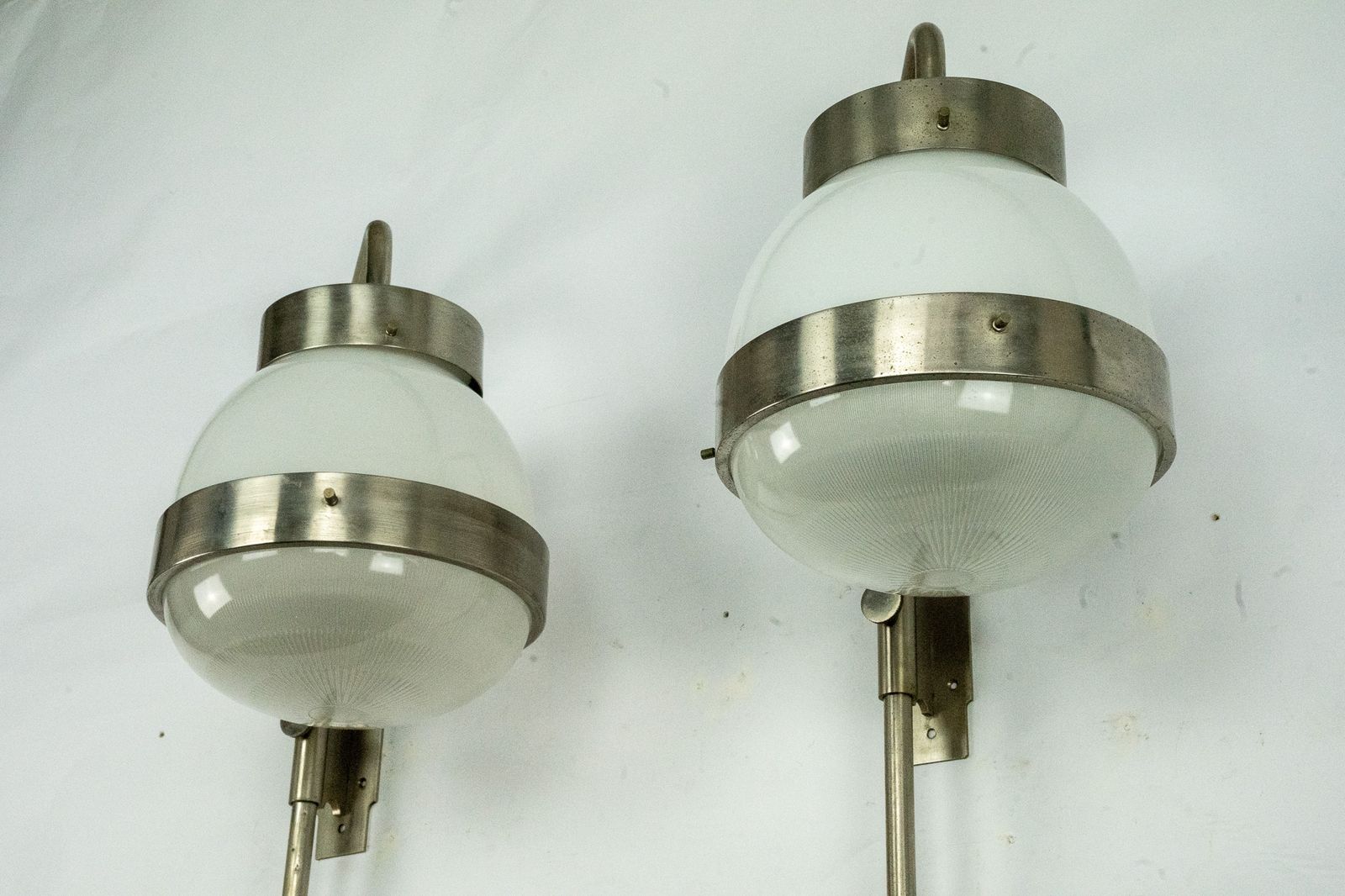 Lighting Pair Of Delta Wall Lamps By Sergio Mazza For Artemide. Italy 1960s photo