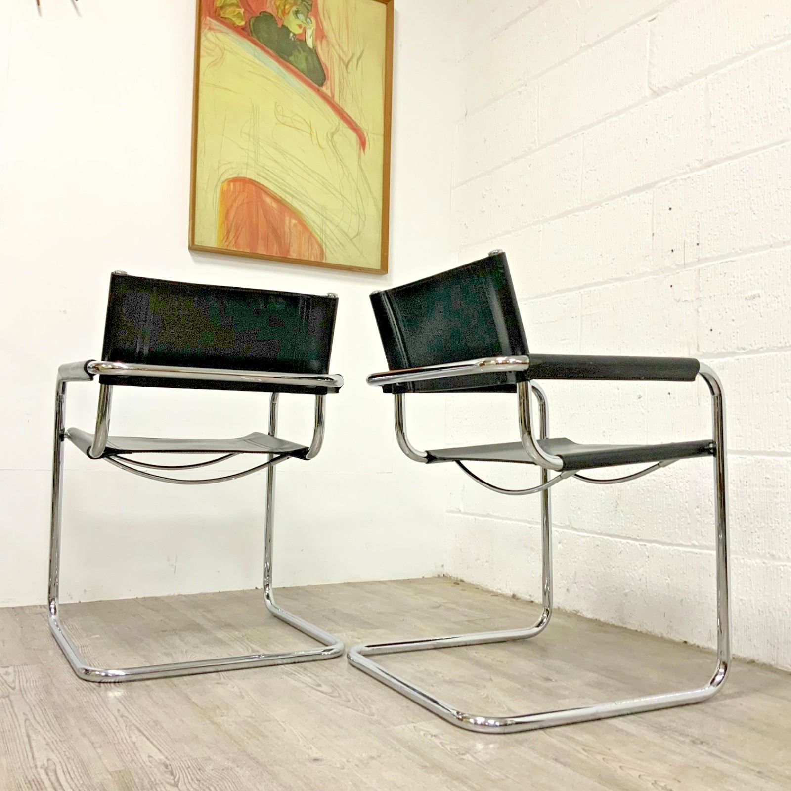 A Pair Of Original Fasem S34 Mart Stam Marcel Breuer Dining Office Chair  Dated 1986 photo buy