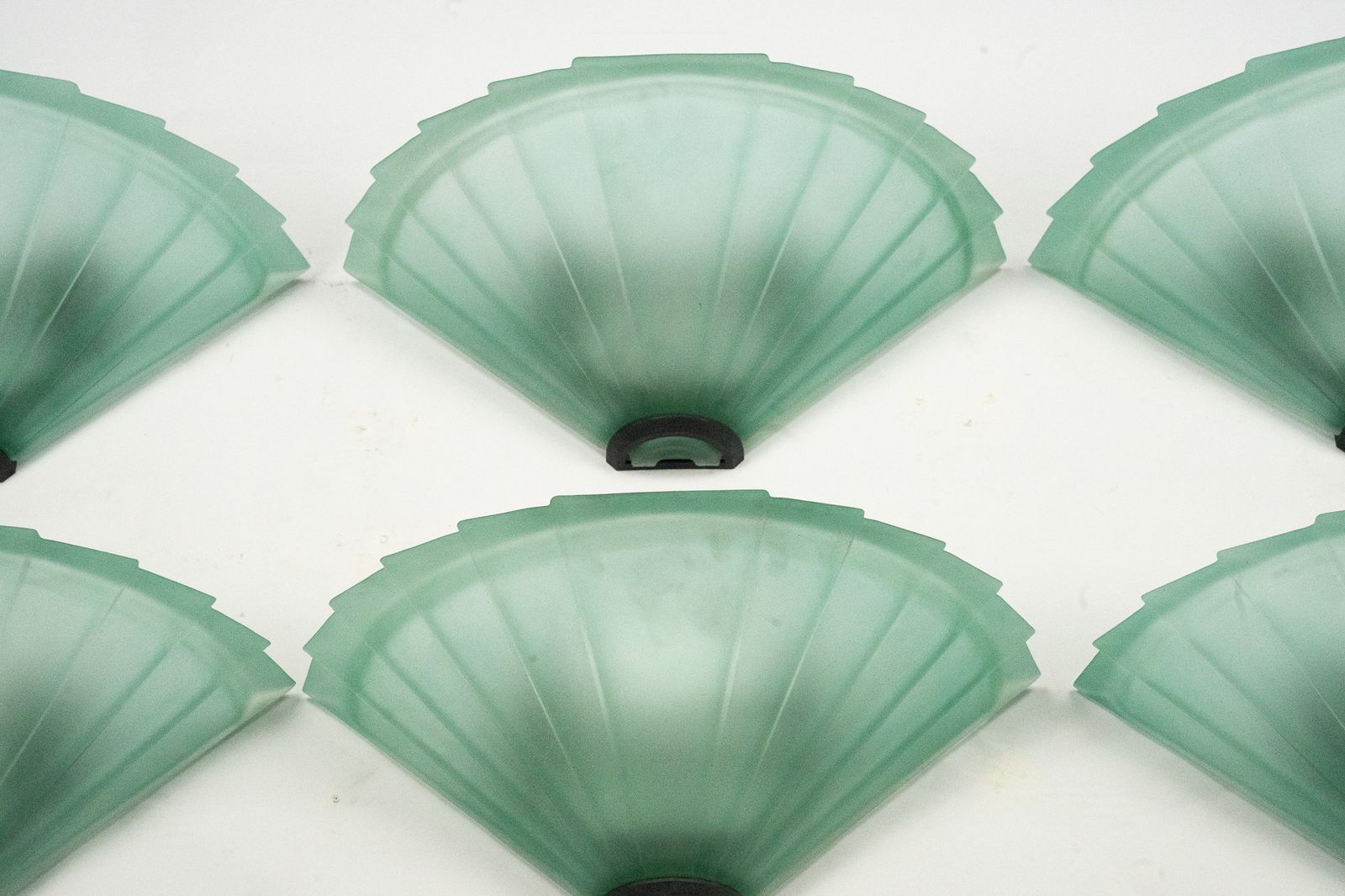 photo for sale Set Of Six De Majo Sconces In Thick Green Murano Glass. Italy 1980s