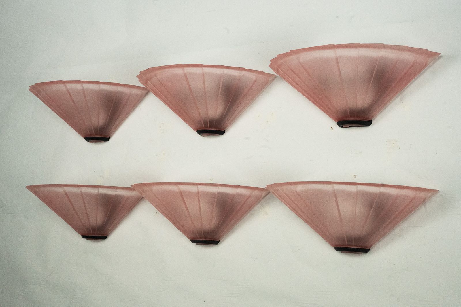 Set Of Six De Majo Sconces In Thick Pink Murano Glass. Italy 1980s photo for sale