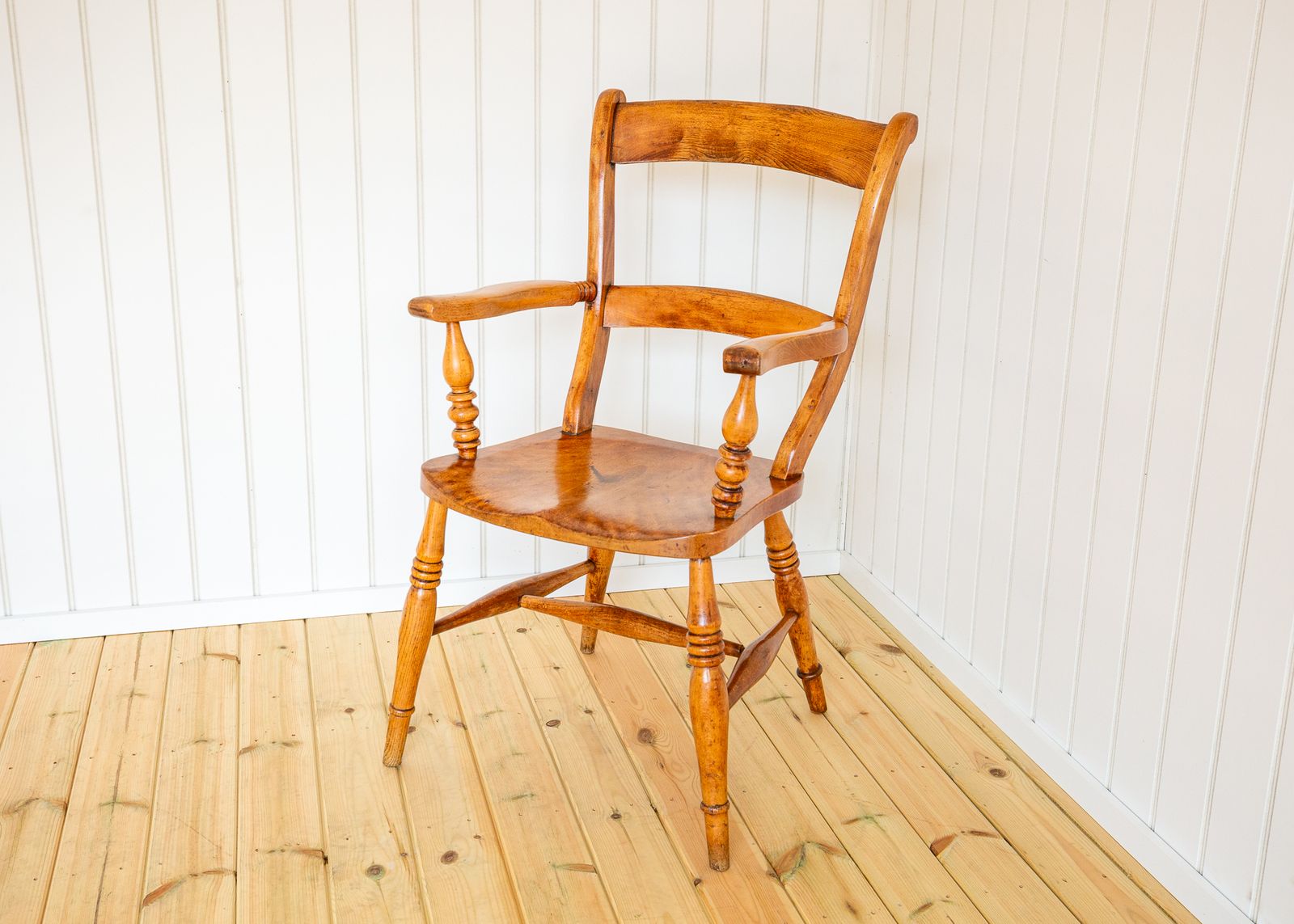 Antique Blonde Windsor Chair Satin Birch Country Bar Back Oxford Armchair 1850 Farmhouse Country House Victoria.N photo Furniture