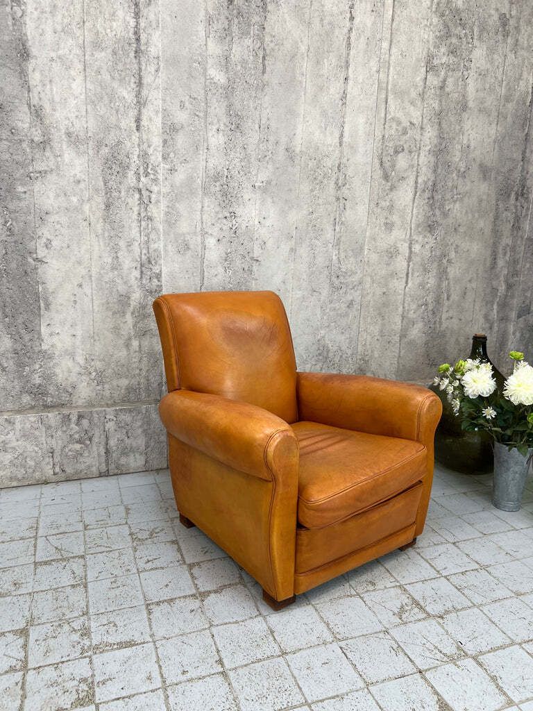 Individual Cognac Coloured Leather Club Chair Armchair photo for sale