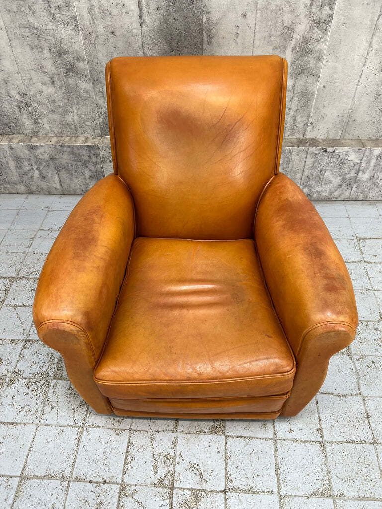 Individual Cognac Coloured Leather Club Chair Armchair photo vintage