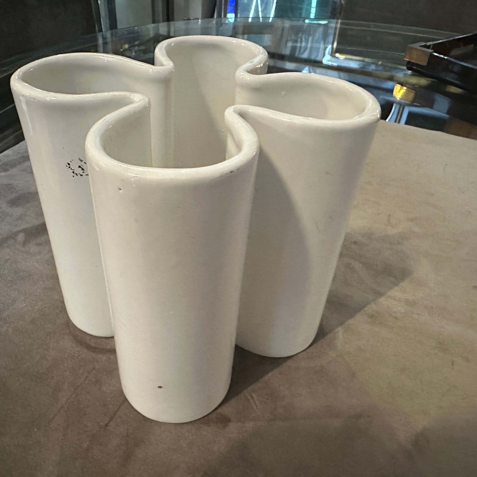 1970s Mid Century Modern White Ceramic Vase By Pierre Cardin photo furniture