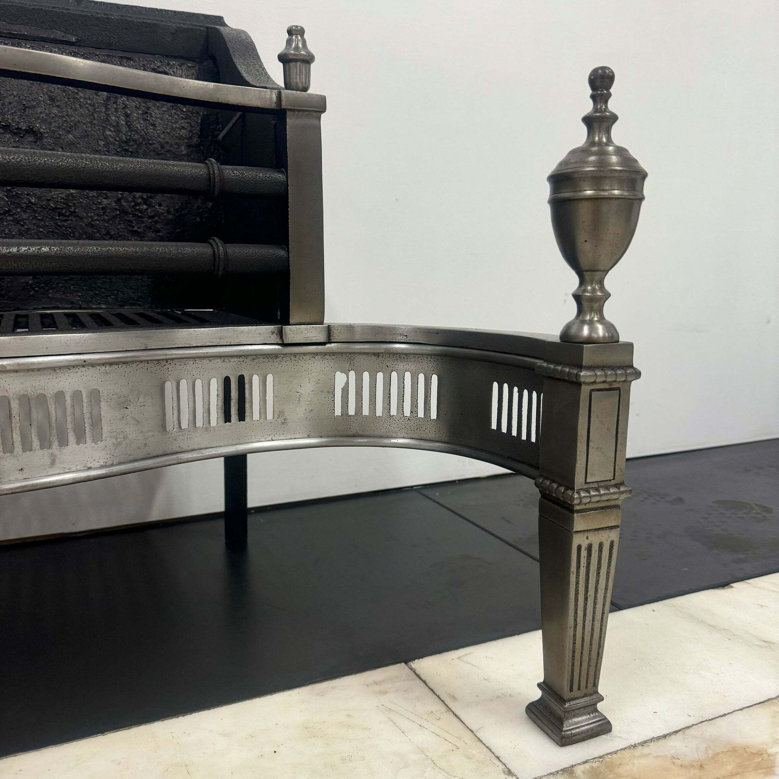 Neoclassical Cast Iron And Polished Steel Firebasket photo buy