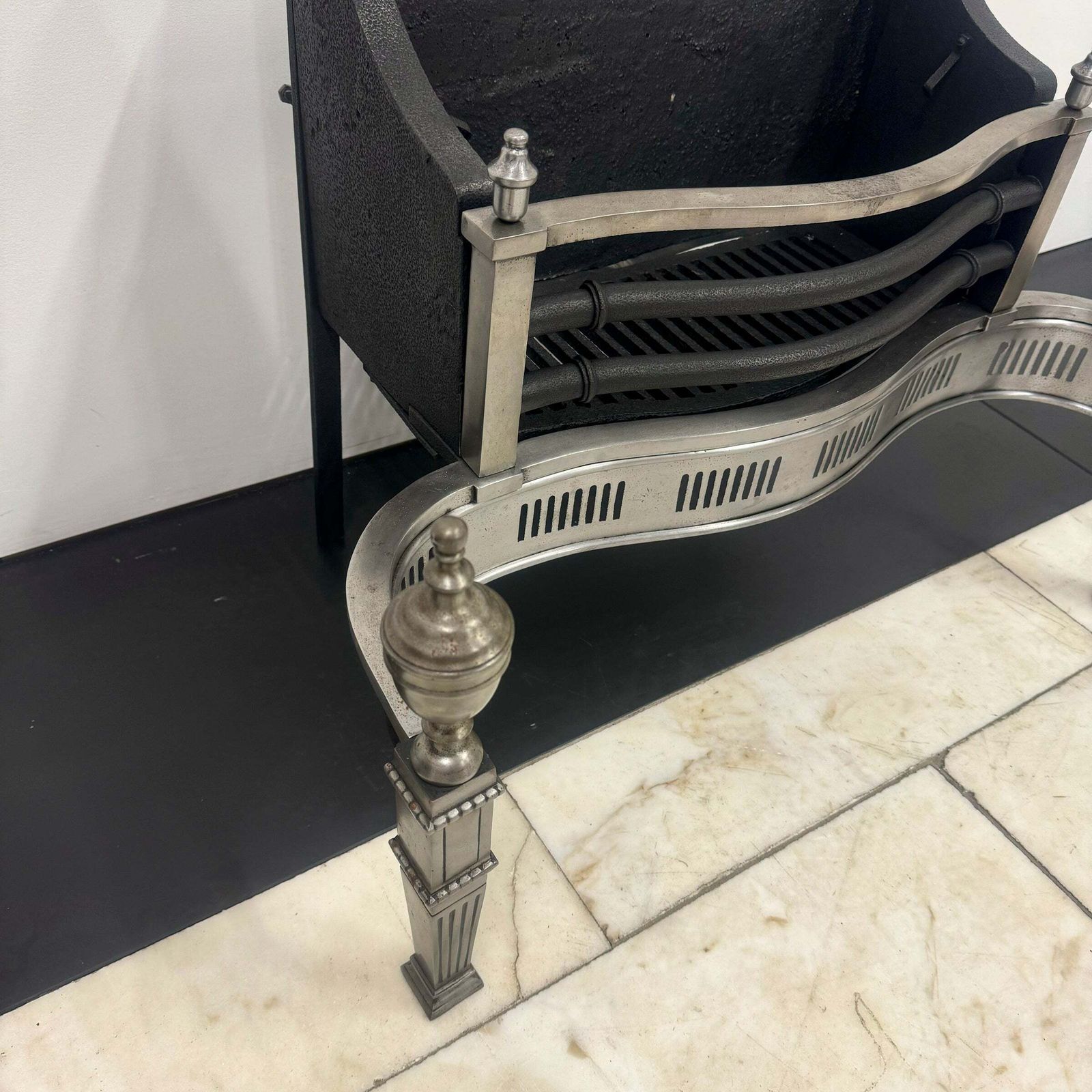 1950.0 Neoclassical Cast Iron And Polished Steel Firebasket photo
