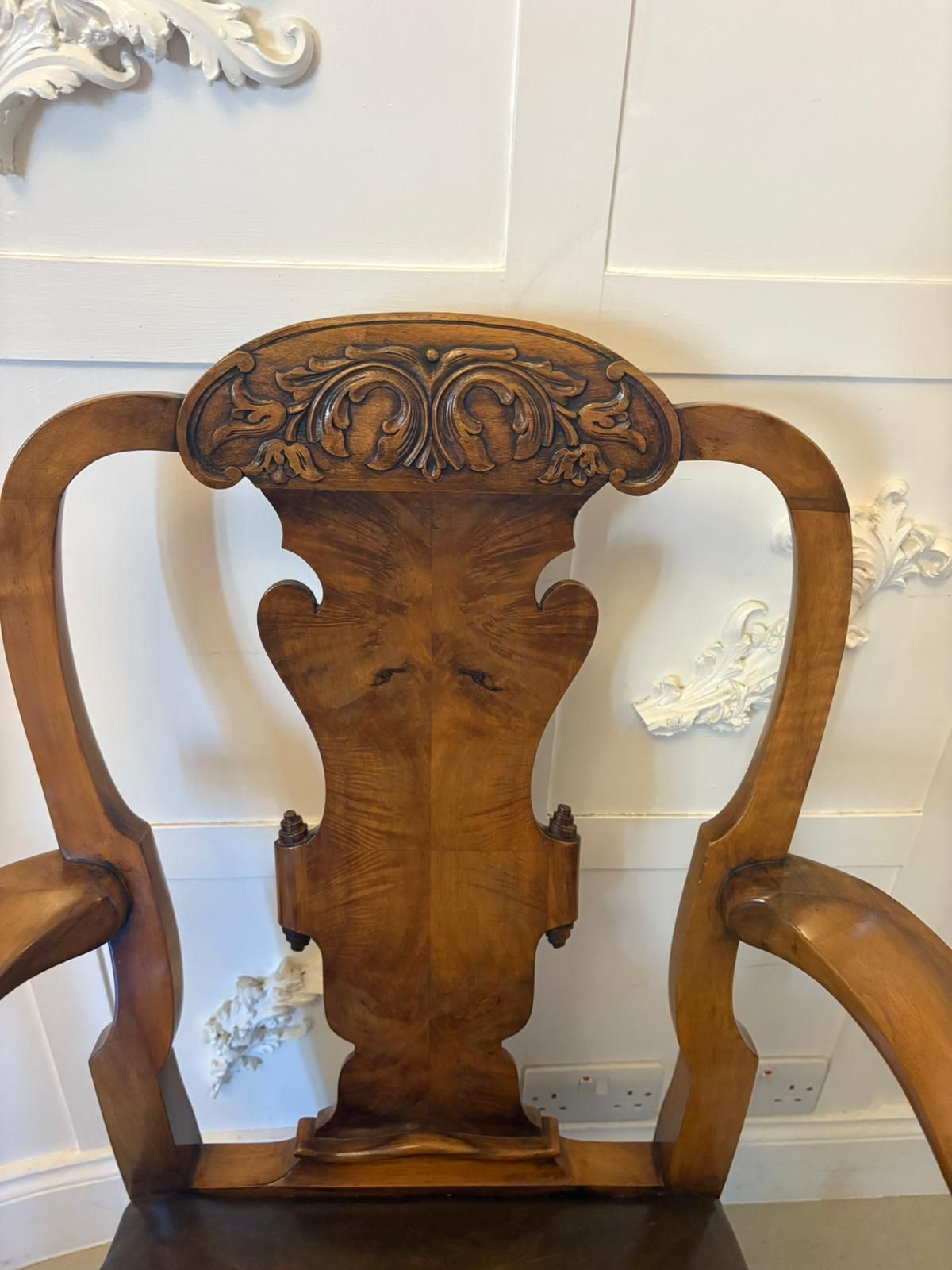Outstanding Quality Antique 19th Century Carved Walnut Office Chair photo furniture