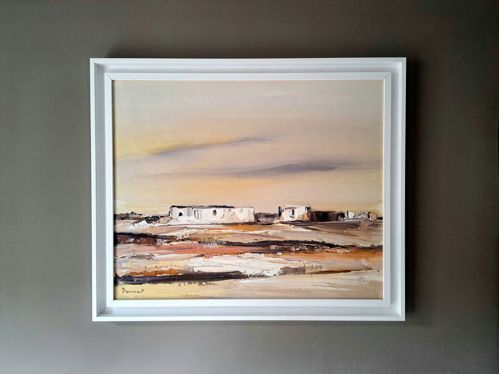 250.0 Oil Painting Of An Abstract Landscape | Custom Frame | 20th Century photo