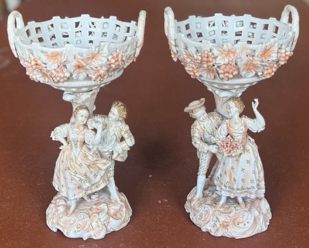 Good Quality Pair Of Porcelain Centre Pieces