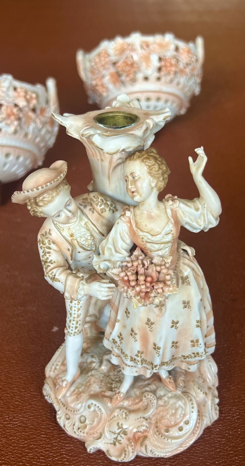 374.0 Good Quality Pair Of Porcelain Centre Pieces photo