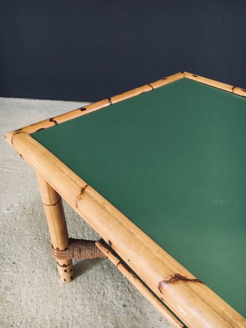 photo vintage Mediterraan Design Bijzettafel Van Bamboe, Frankrijk, Ca. Jaren 1950