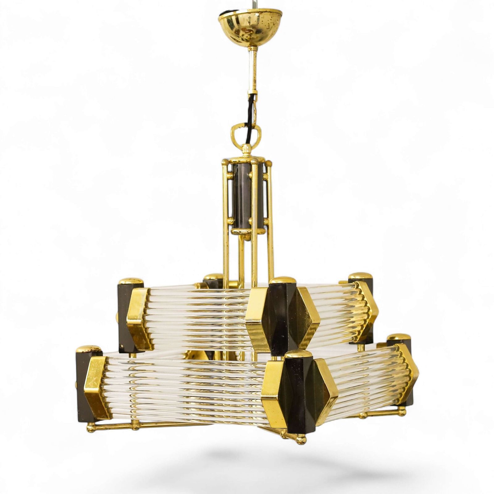 Crystal Glass Rods Chandelier   Attributed To Bakalowits & Söhne, C.1970s 1980s