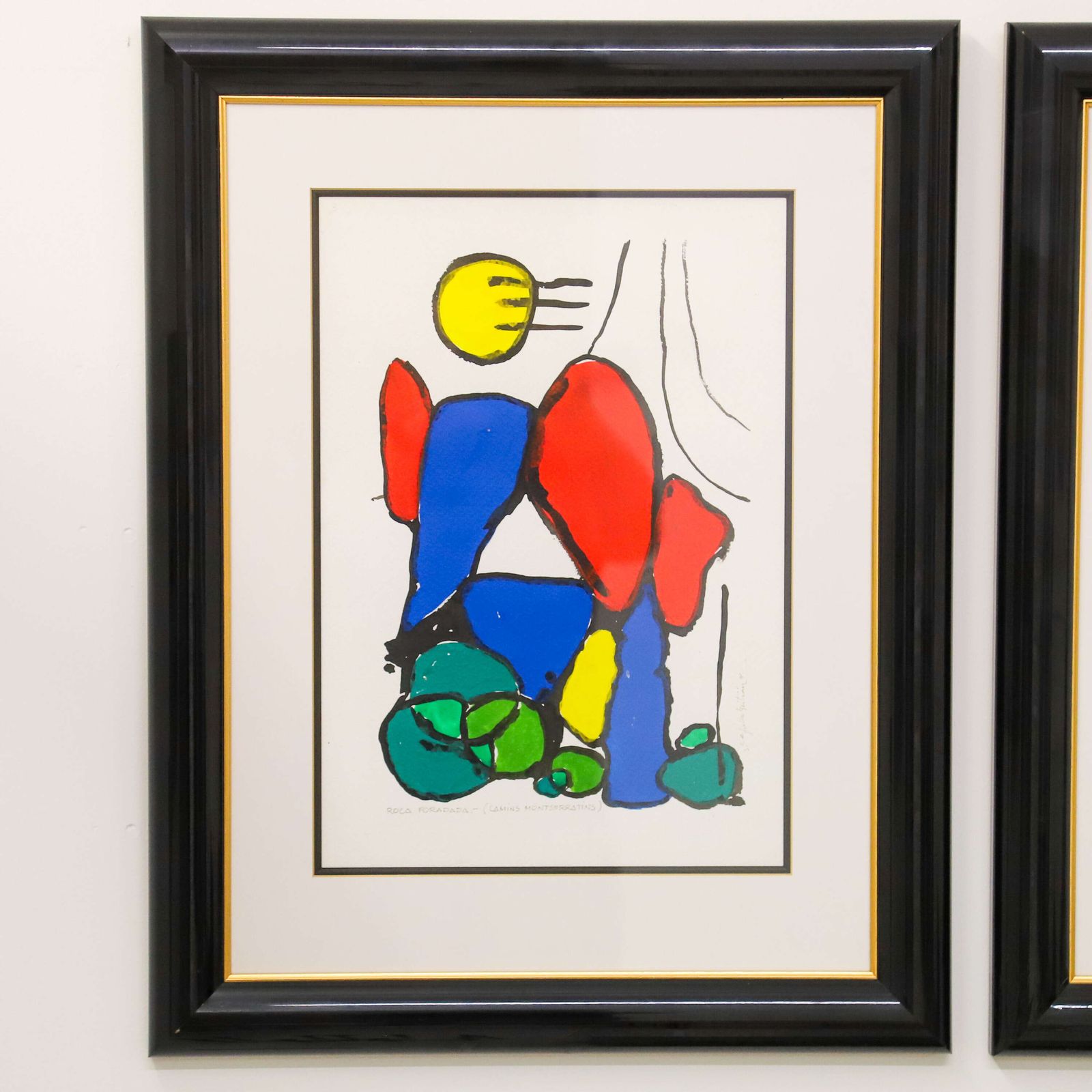 Pair Of Contemporary Spanish Paintings In The Style Of Joan Miro photo Art