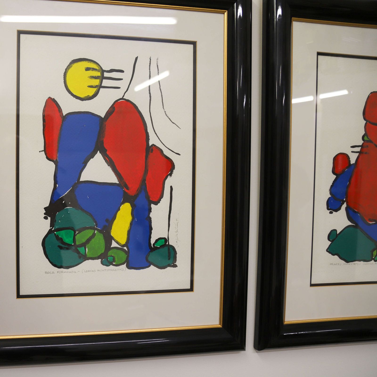 photo for sale Pair Of Contemporary Spanish Paintings In The Style Of Joan Miro